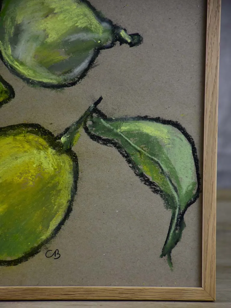 'Citrons' Still life pastel on craft paper. Three lemons - Caroline Beauzon 15¼" x 11¾"