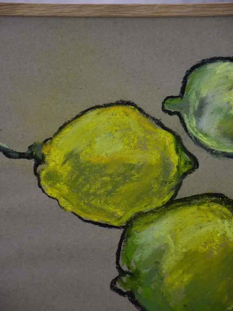 'Citrons' Still life pastel on craft paper. Three lemons - Caroline Beauzon 15¼" x 11¾"