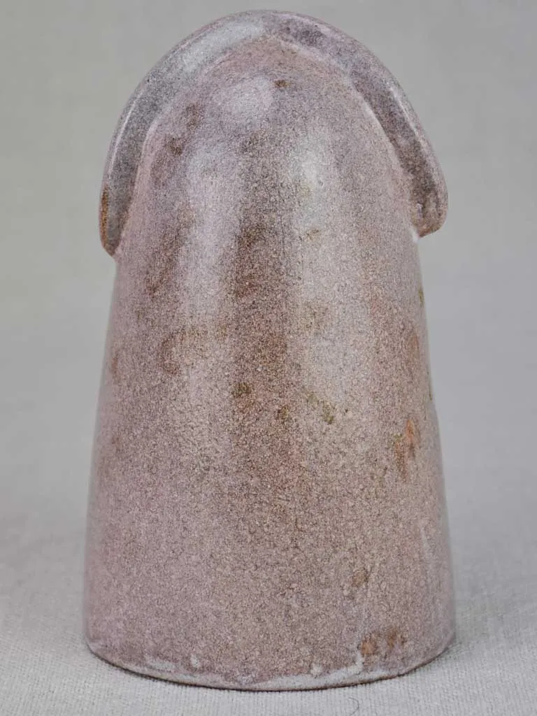 Clay sculpture of an owl with violet glaze - 1960's 6"