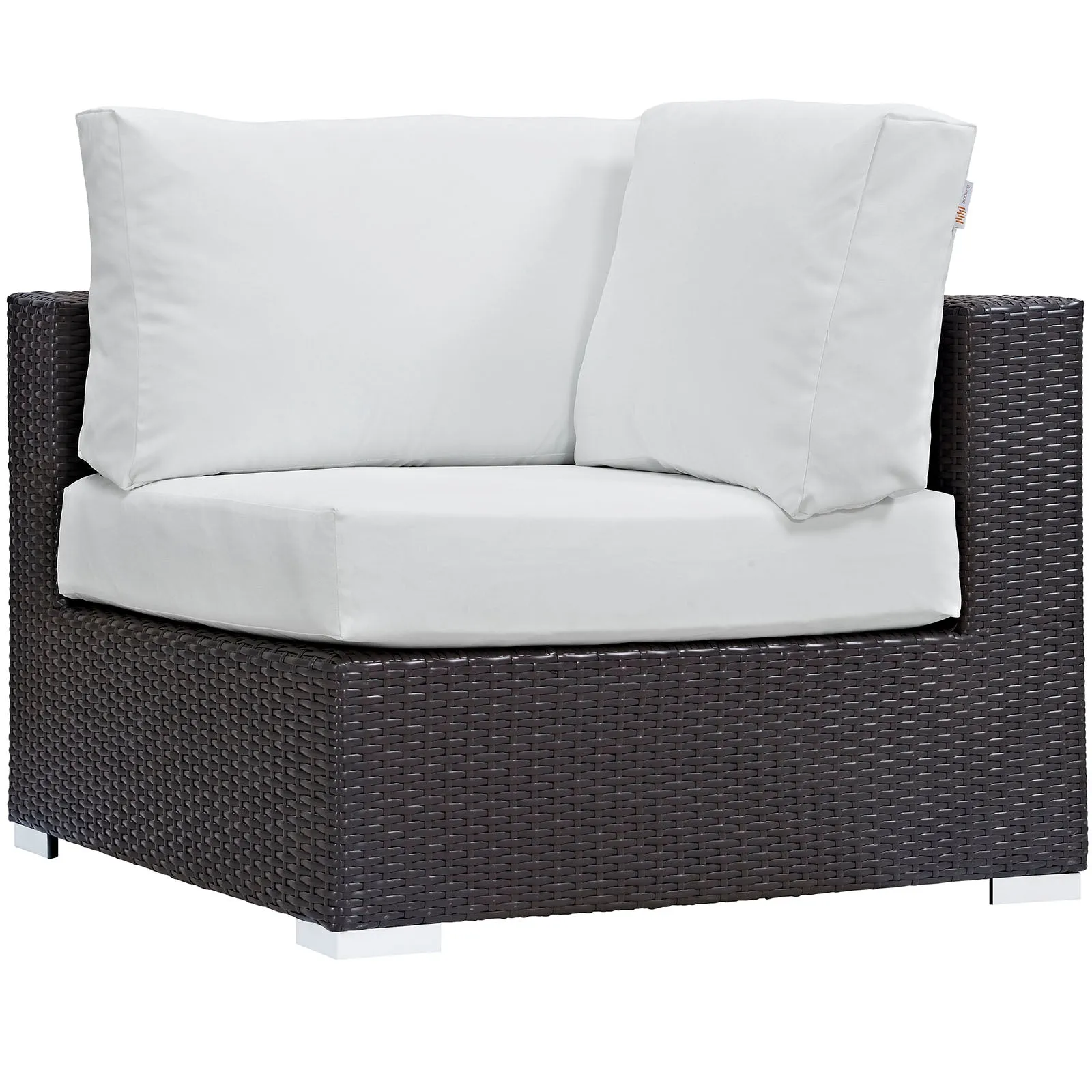 Convene 9 Piece Outdoor Patio Sectional Set Espresso White EEI-2208-EXP-WHI-SET