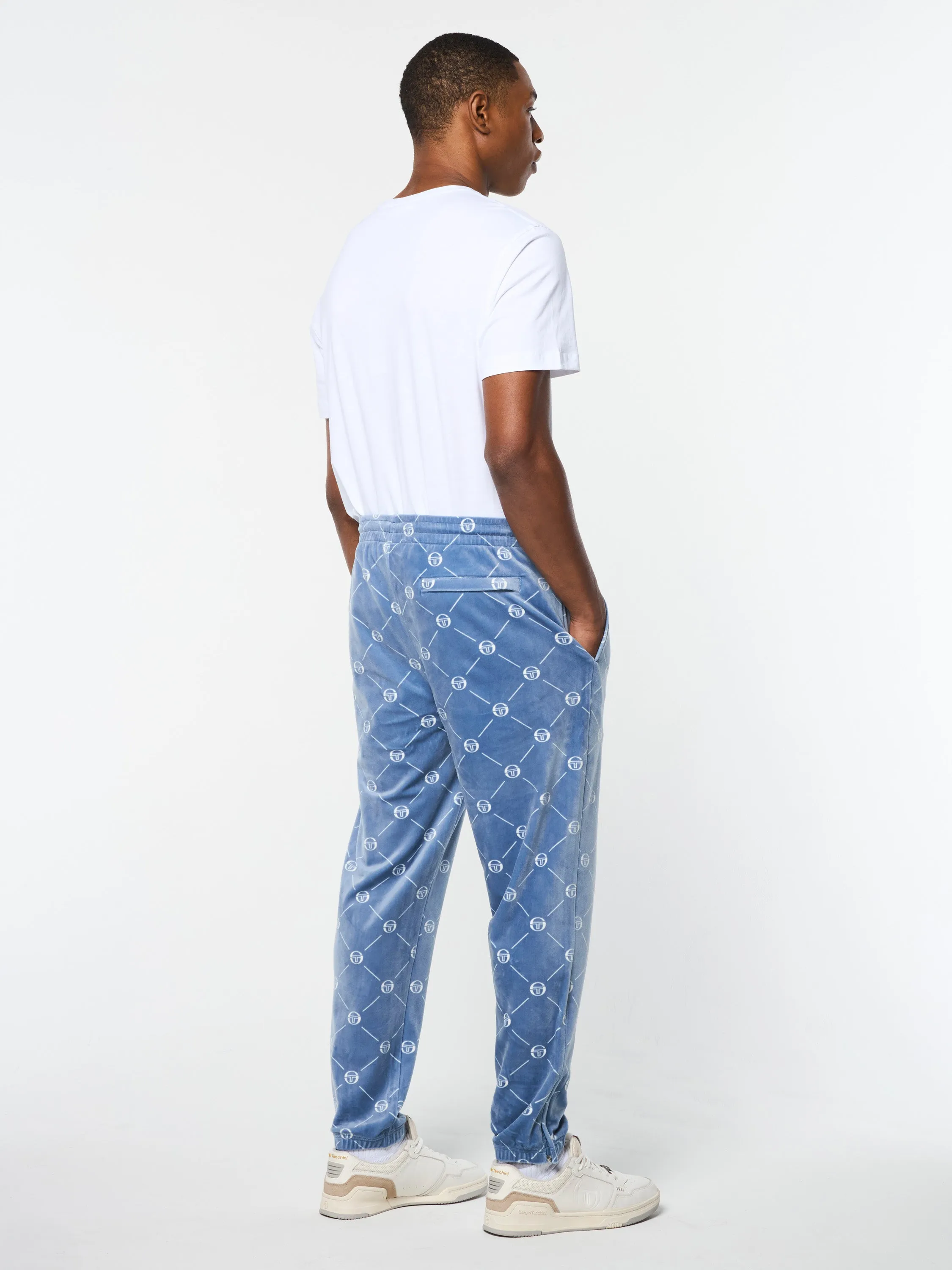 Cosimo Velour Track Pant- Faded Denim