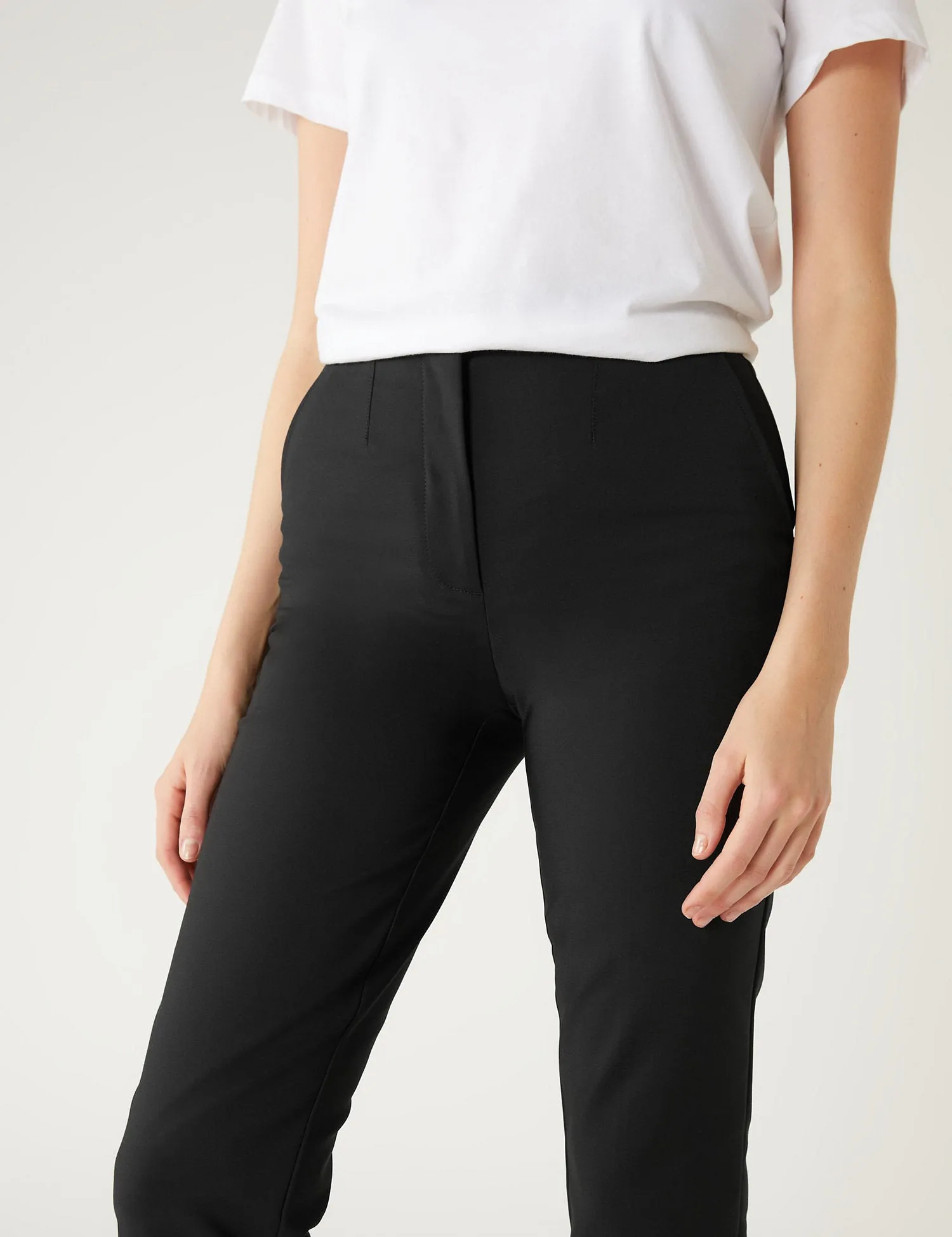 Cotton Blend Slim Fit Ankle Grazer Trousers