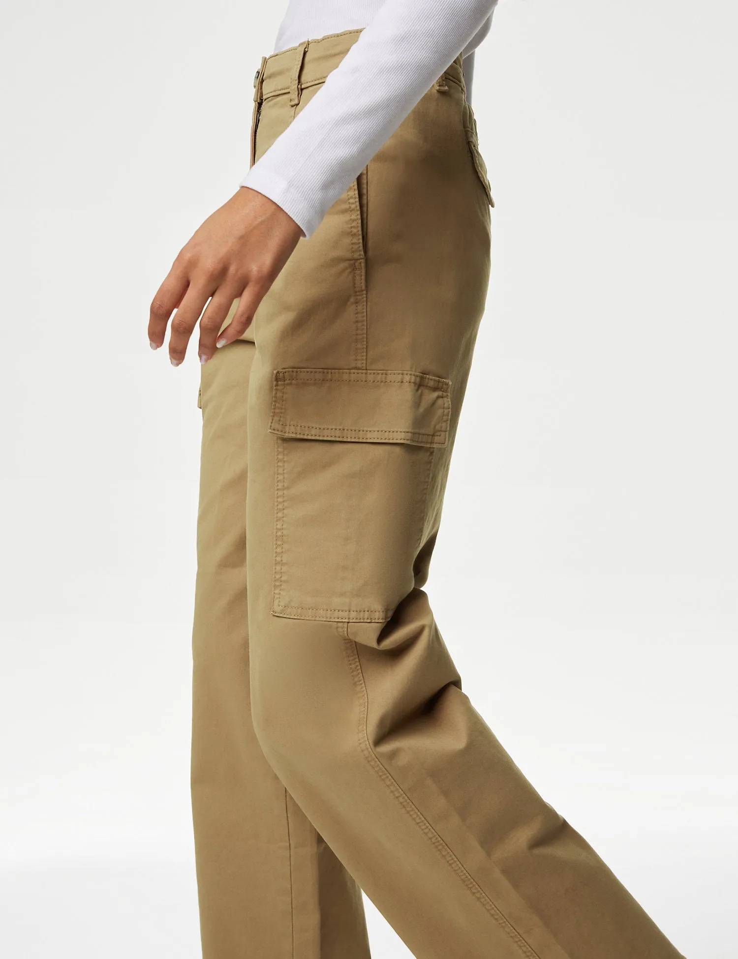 Cotton Rich Cargo Straight Leg Trousers