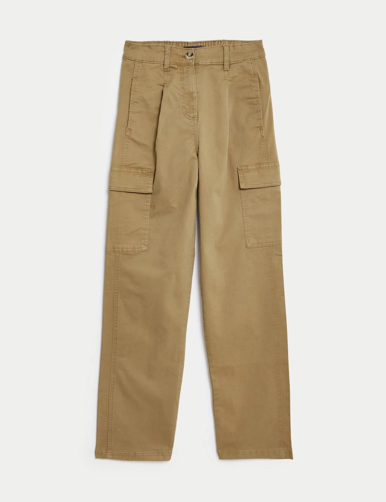 Cotton Rich Cargo Straight Leg Trousers