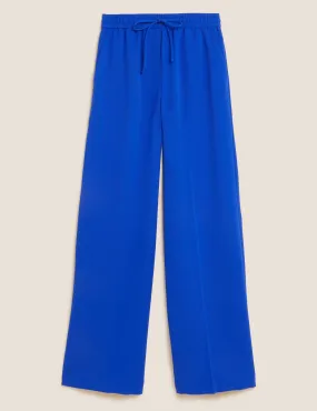 Crepe Drawstring Wide Leg Trousers