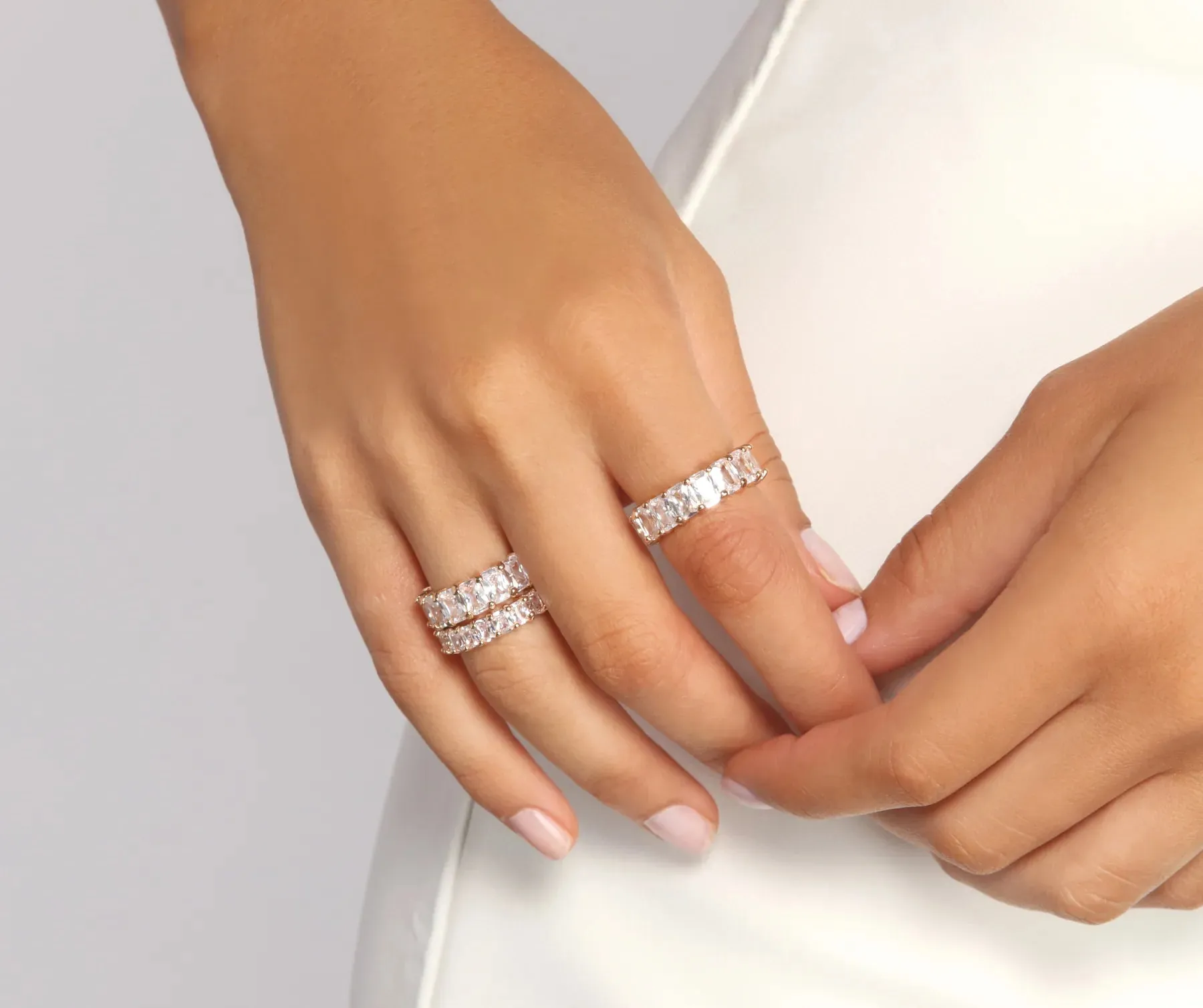 Cubic Zirconia Infinity Band Rings