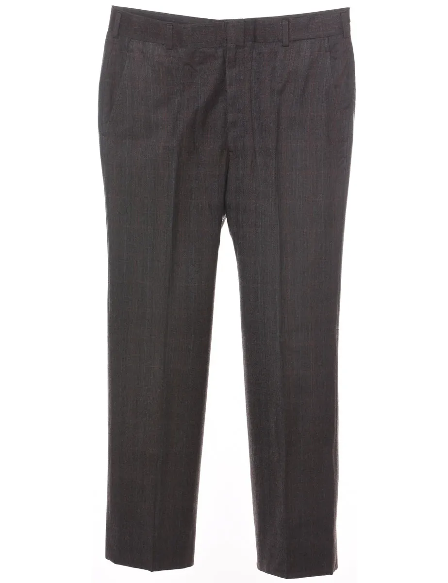 Dark Grey & Blue Striped Trousers - W34 L29