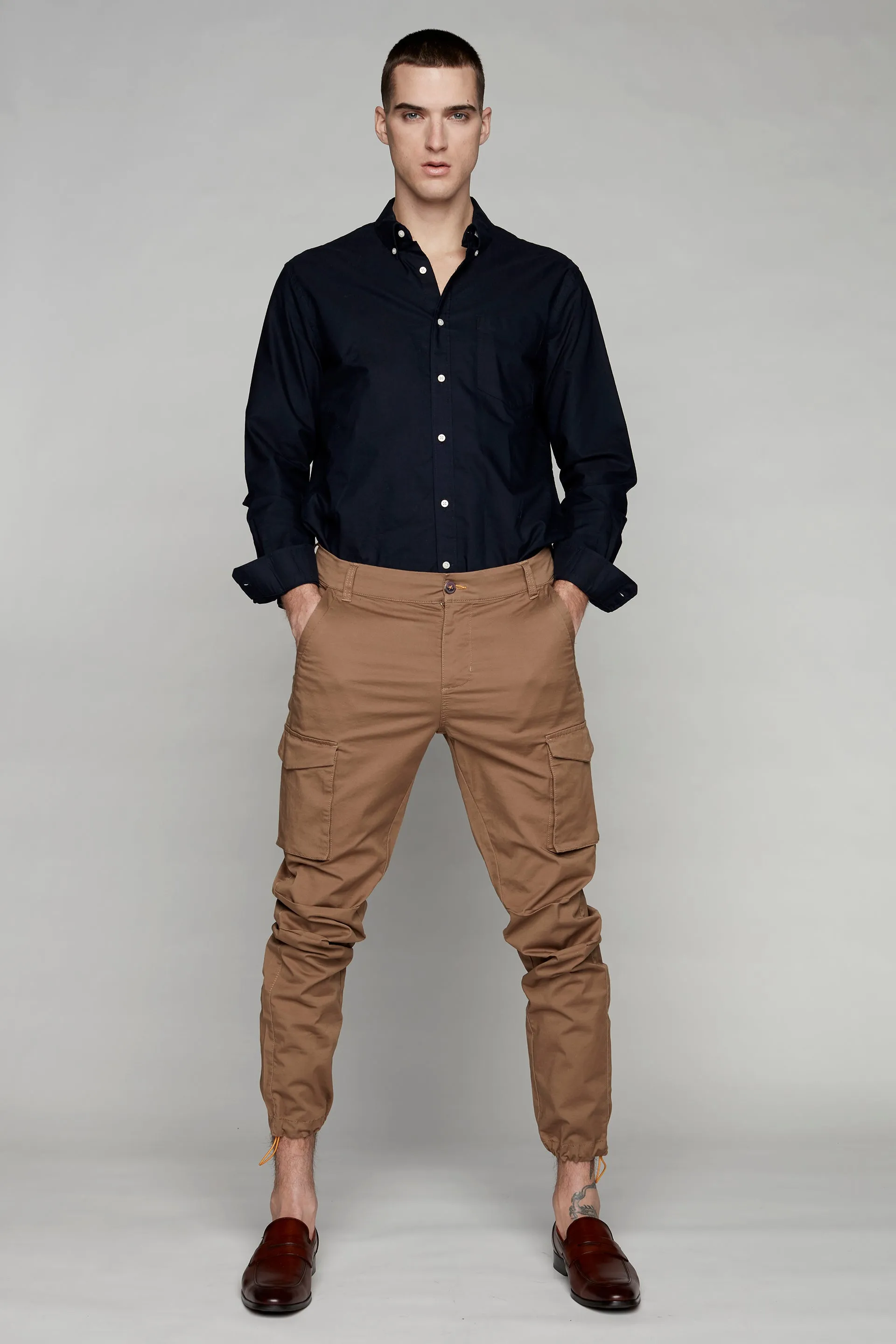 DEAN - Slim Fit Cargo Chinos (Convertible Joggers) - Tobacco