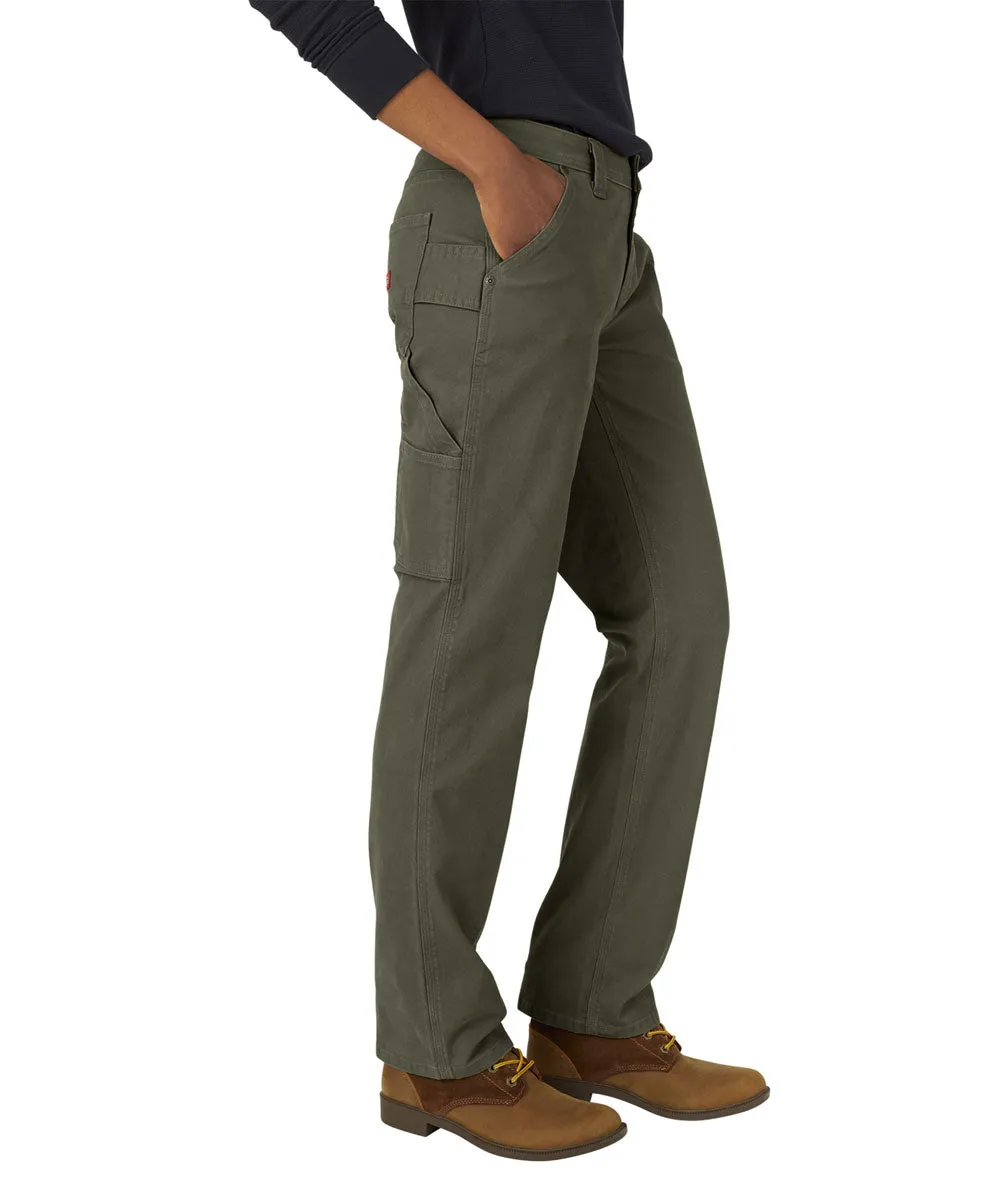 Dickies Women's Duck Carpenter Pants - Rinsed Moss Duck