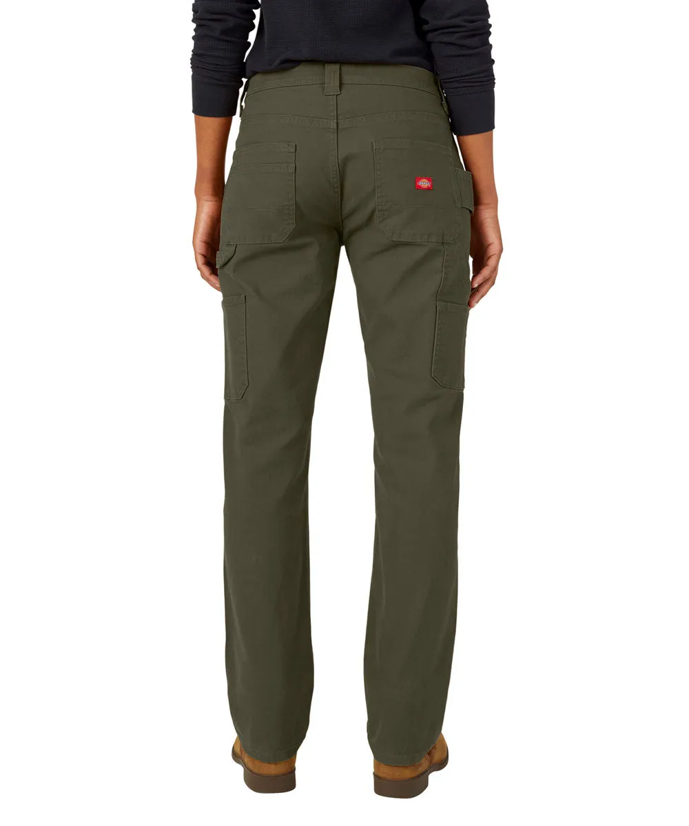 Dickies Women's Duck Carpenter Pants - Rinsed Moss Duck