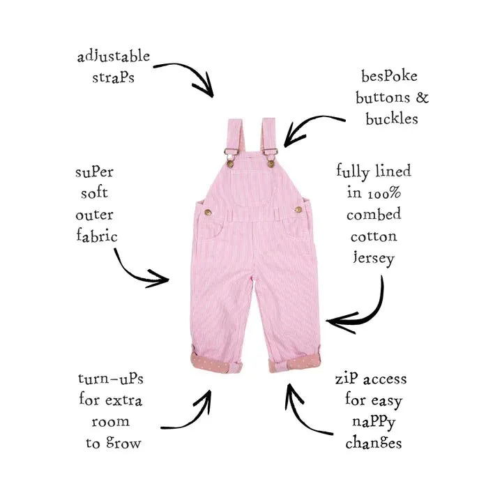 Dotty Dungarees Pink Stripe Overall Dungarees