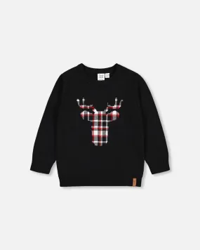 DPD Deer Knitted Sweater in Black