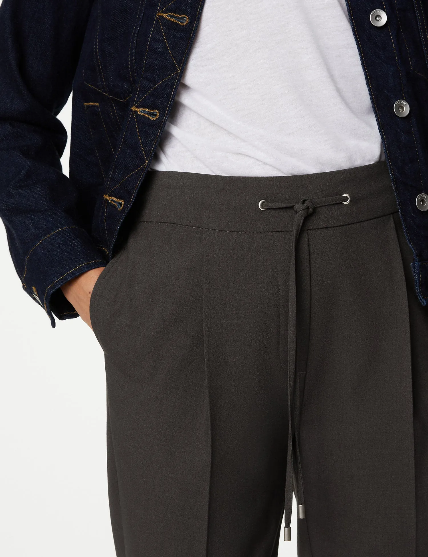 Drawstring Tapered Ankle Grazer Trousers