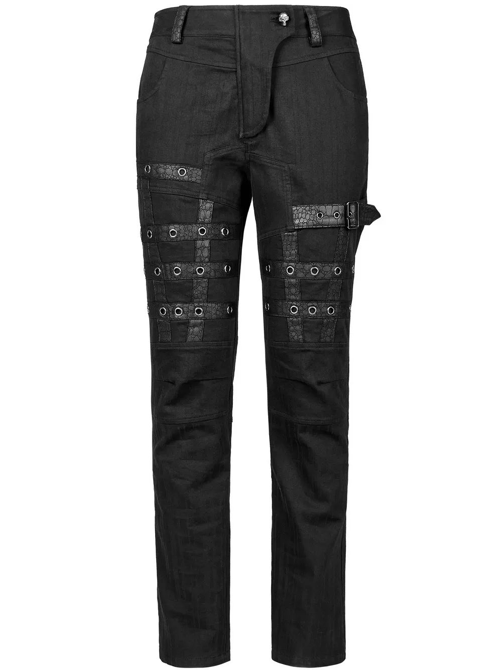 Edgy Black Strap Cargo Pants - Punk Goth Streetwear