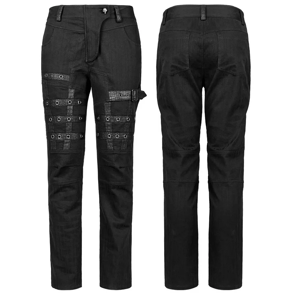 Edgy Black Strap Cargo Pants - Punk Goth Streetwear