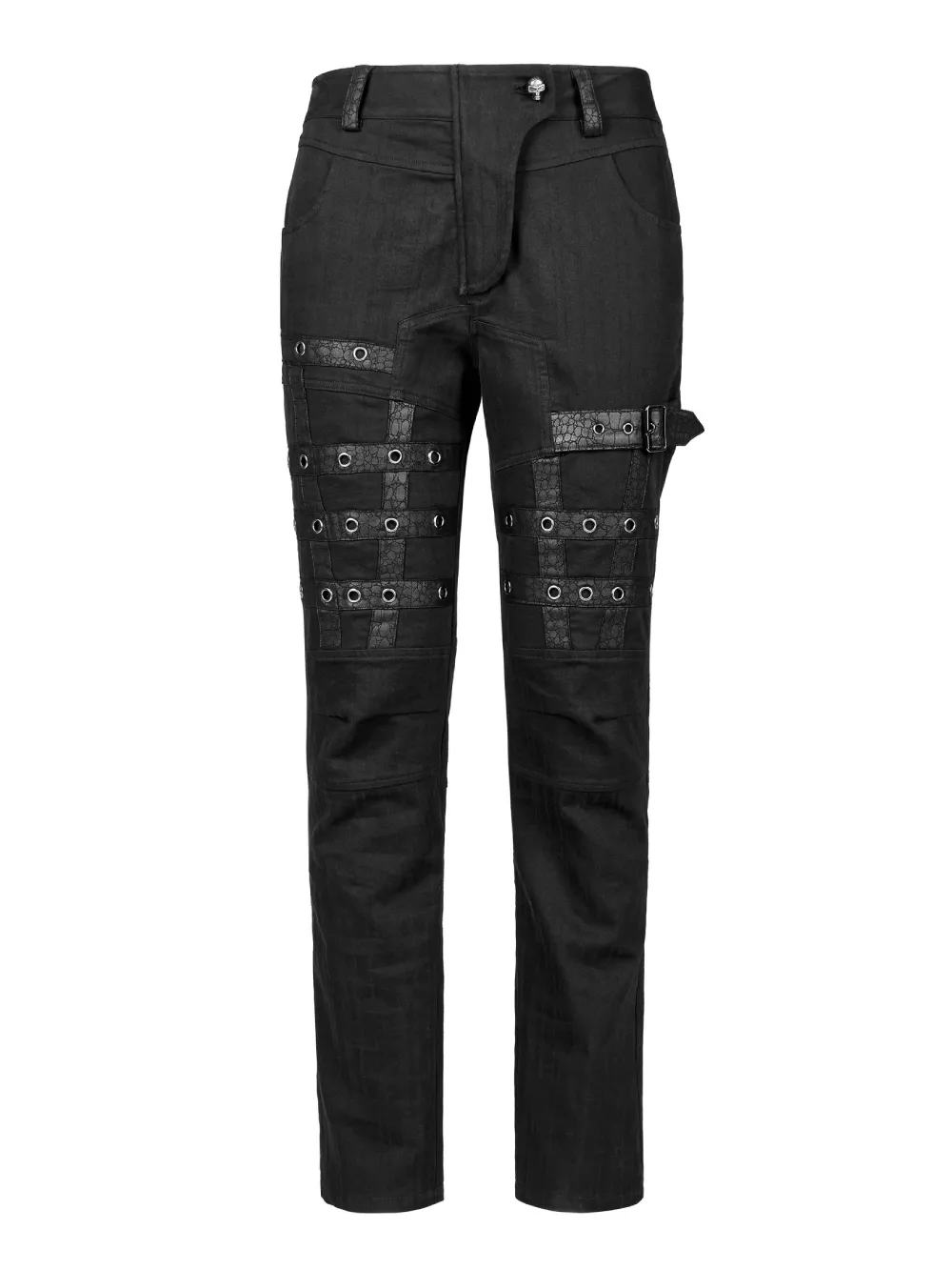 Edgy Black Strap Cargo Pants - Punk Goth Streetwear