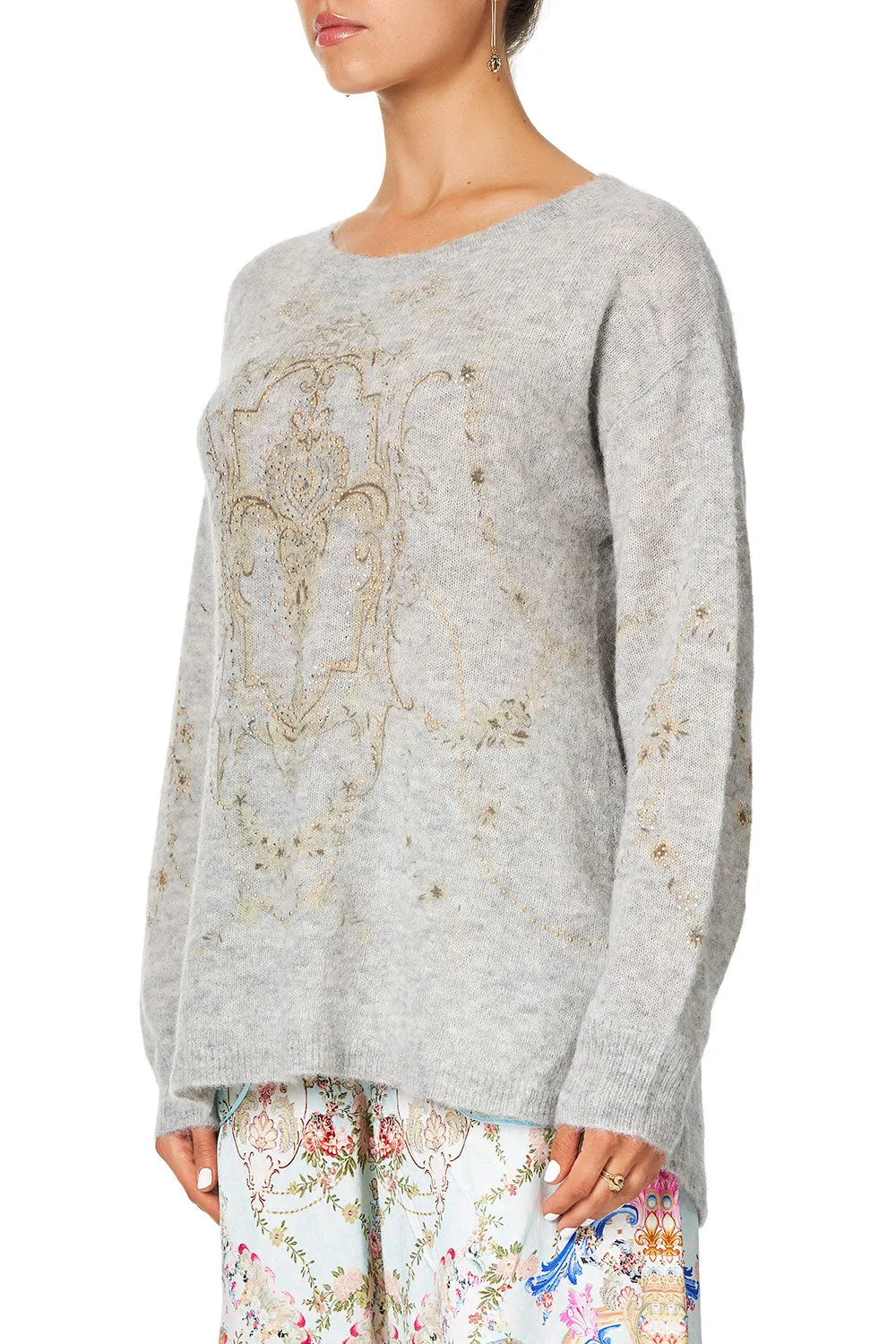 EMBELLISHED KNIT GREY