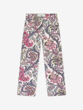 Etro Girls Paisley Print Trousers in Ivory