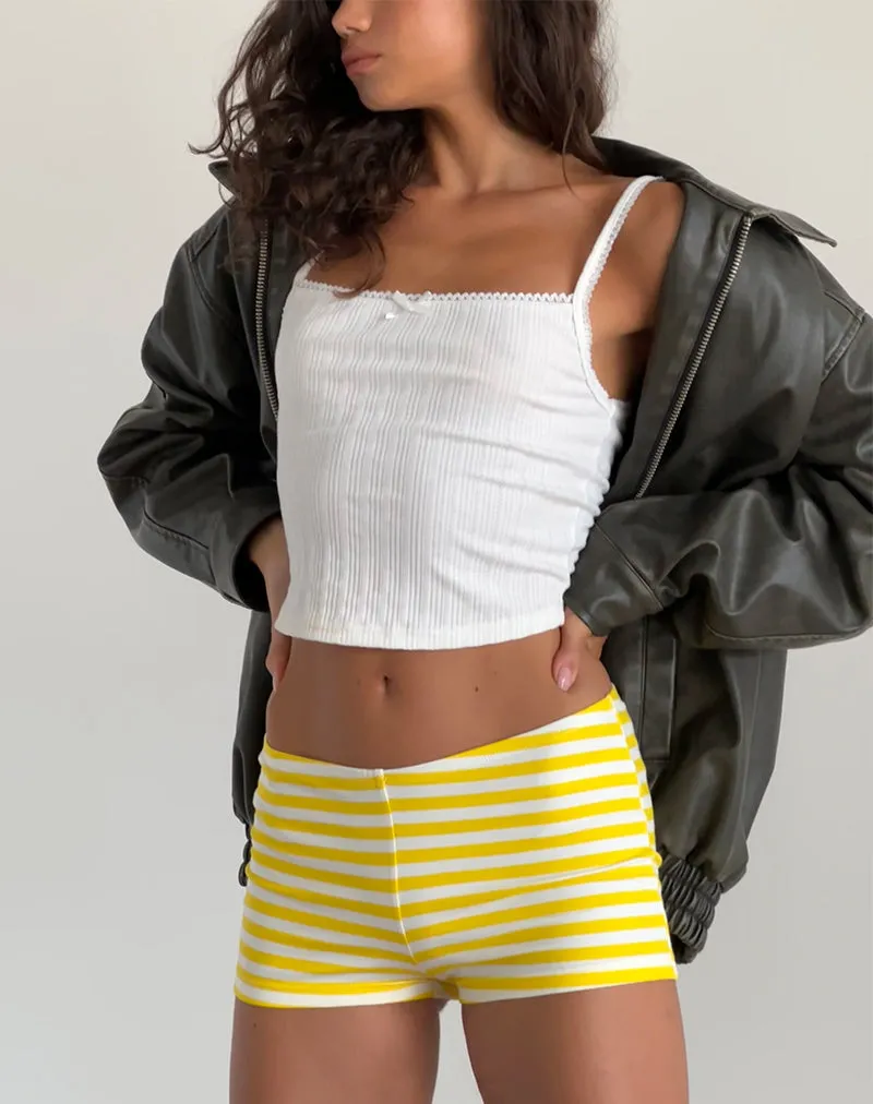 Eunia Micro Shorts in Yellow and White Stripe