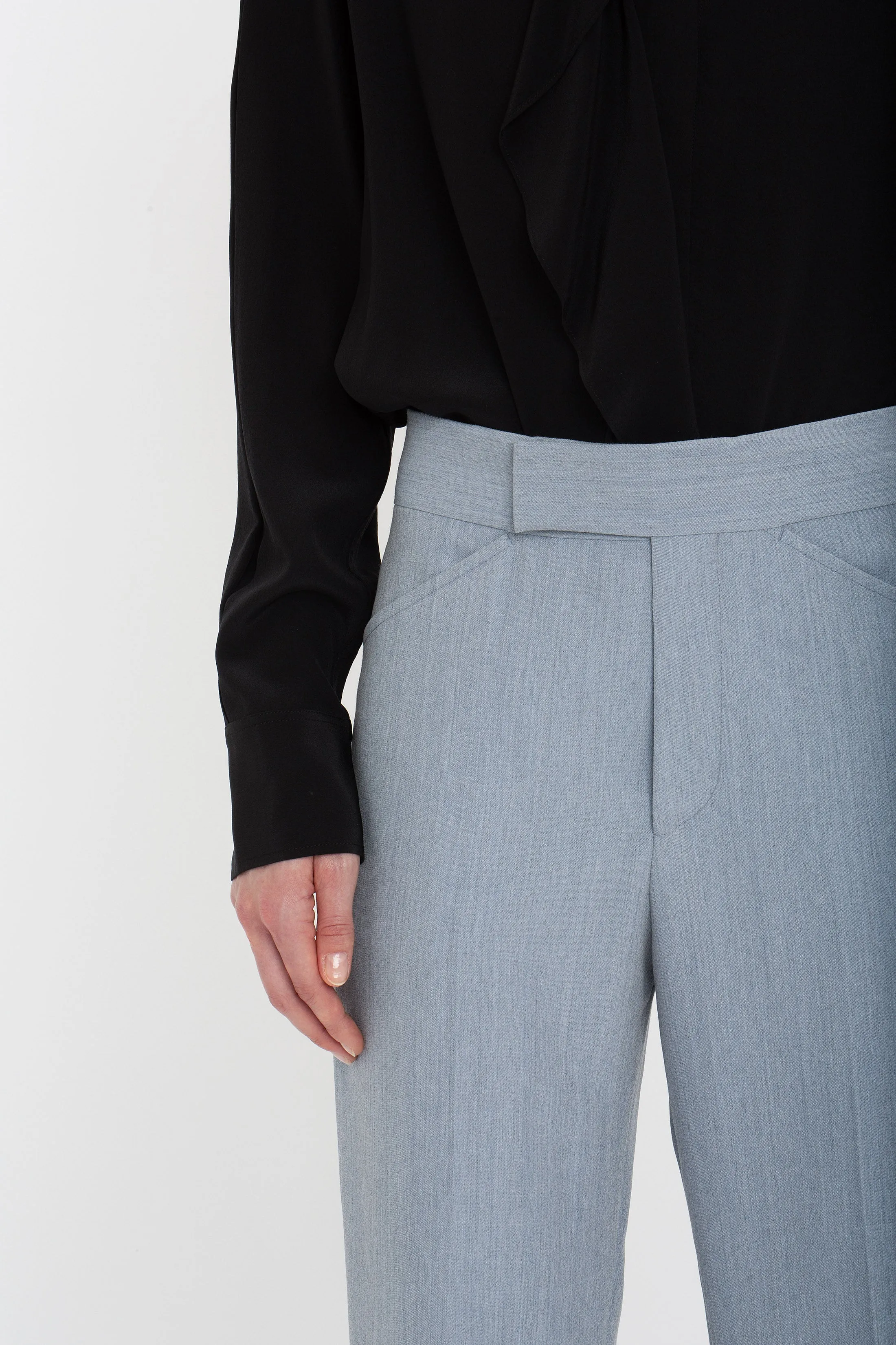 Exclusive Wide Cropped Flare Trouser In Marina