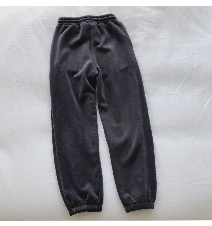 Female Fleece Lined Thick Loose Sweat Pants