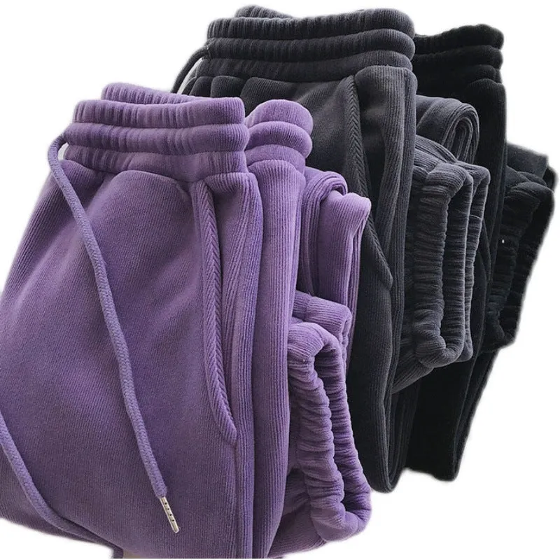 Female Fleece Lined Thick Loose Sweat Pants