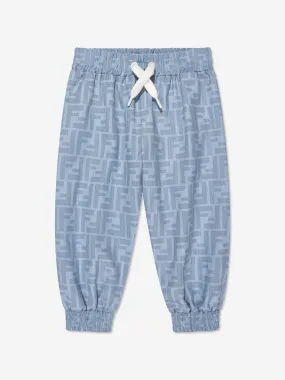 Fendi Baby Boys Chambray FF Logo Trousers in Blue