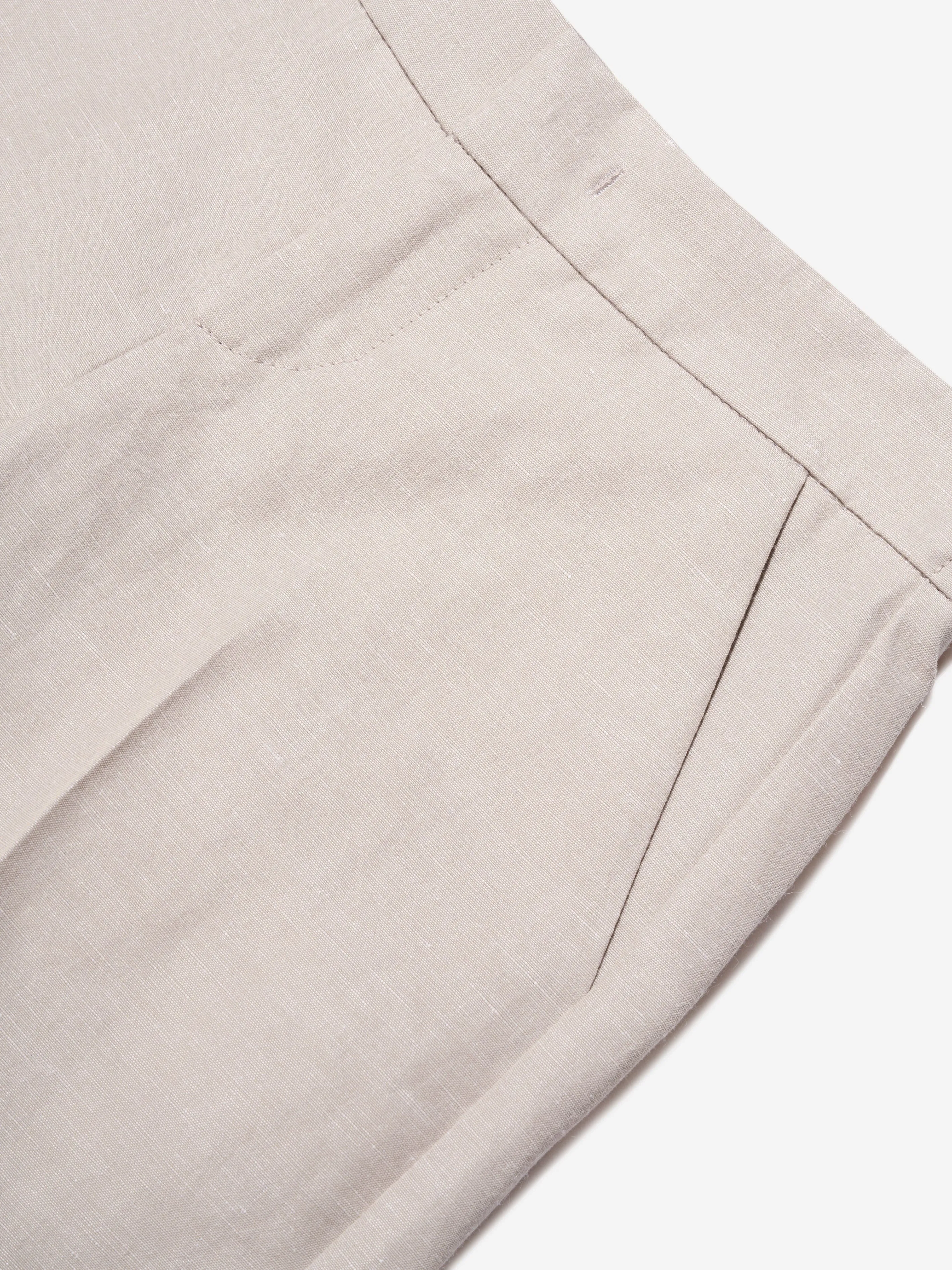 Fendi Boys Cotton And Linen Trousers in Beige