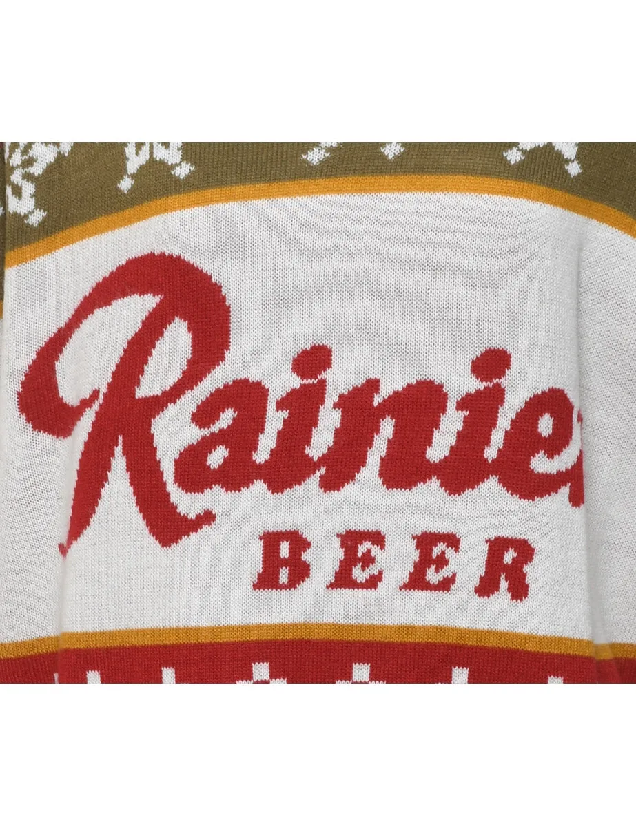 Festive Season Rainier Beer Christmas Jumper - L