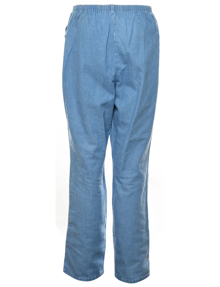 Flared Leg Light Wash Casual Denim Trousers - W26 L34