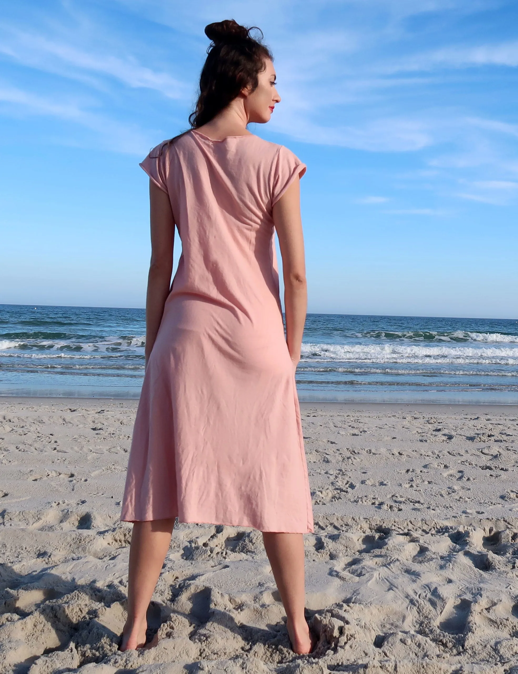 Float Neck Simplicity Below Knee Dress