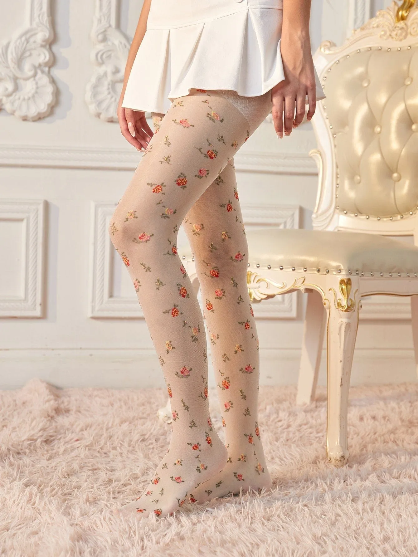 Floral Pattern Tights