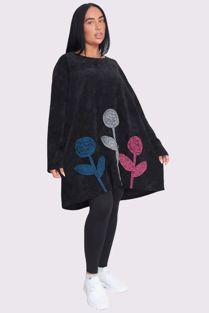 Flower Applique Corduroy Jumper