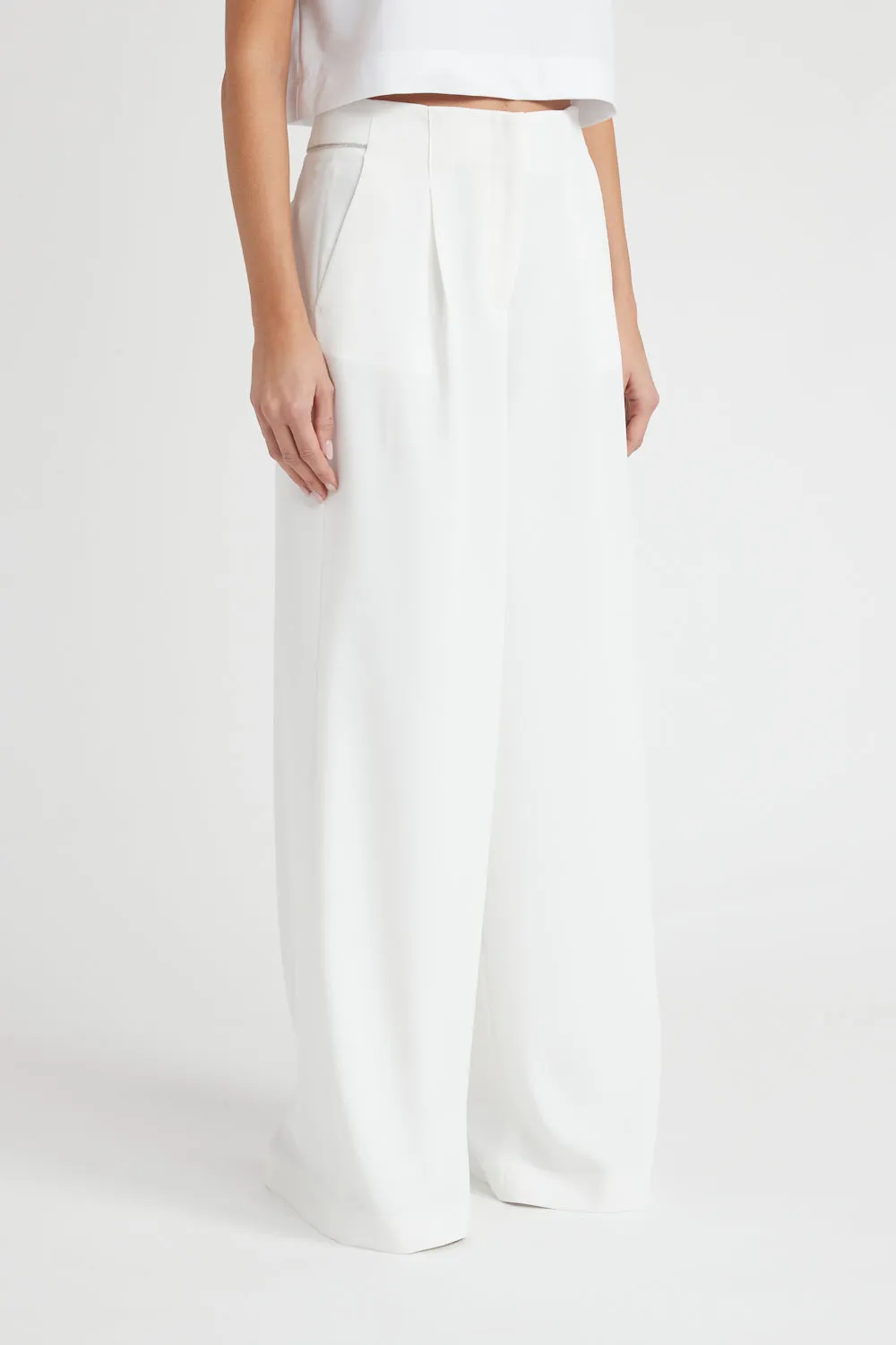 Flowing cady crepe palazzo trousers