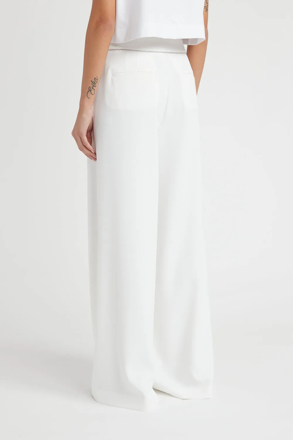 Flowing cady crepe palazzo trousers