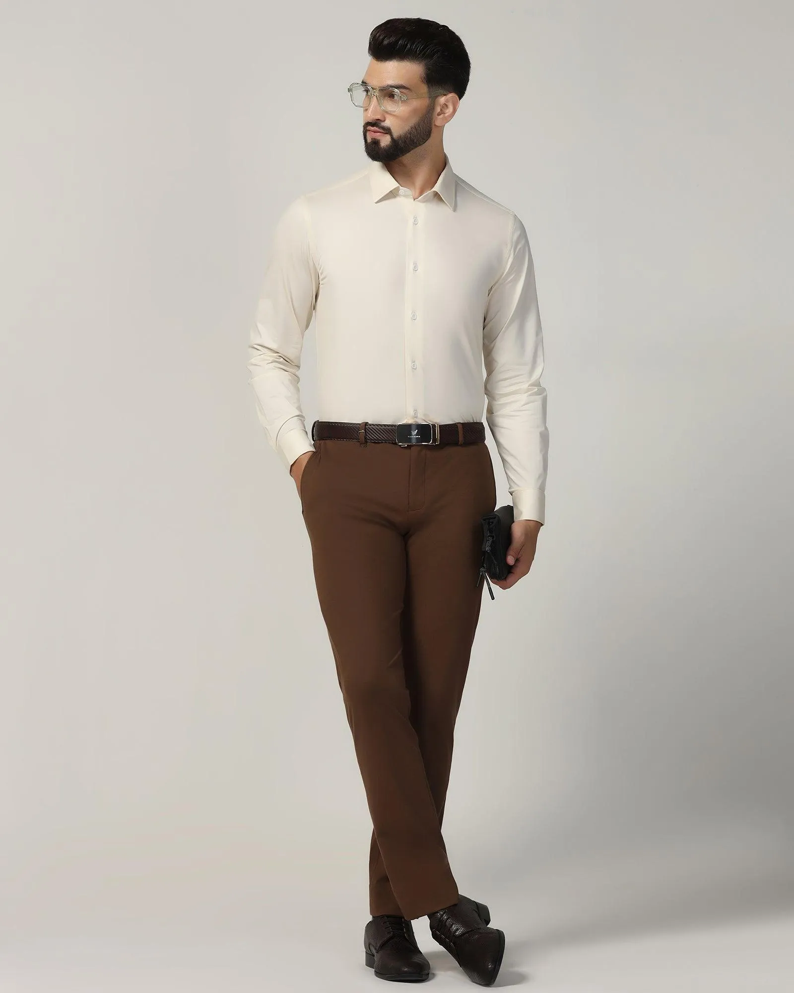 Formal Cream Solid Shirt - Sofk01