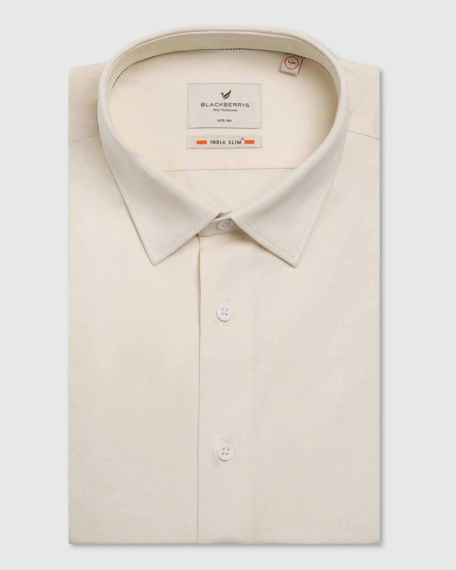 Formal Cream Solid Shirt - Sofk01