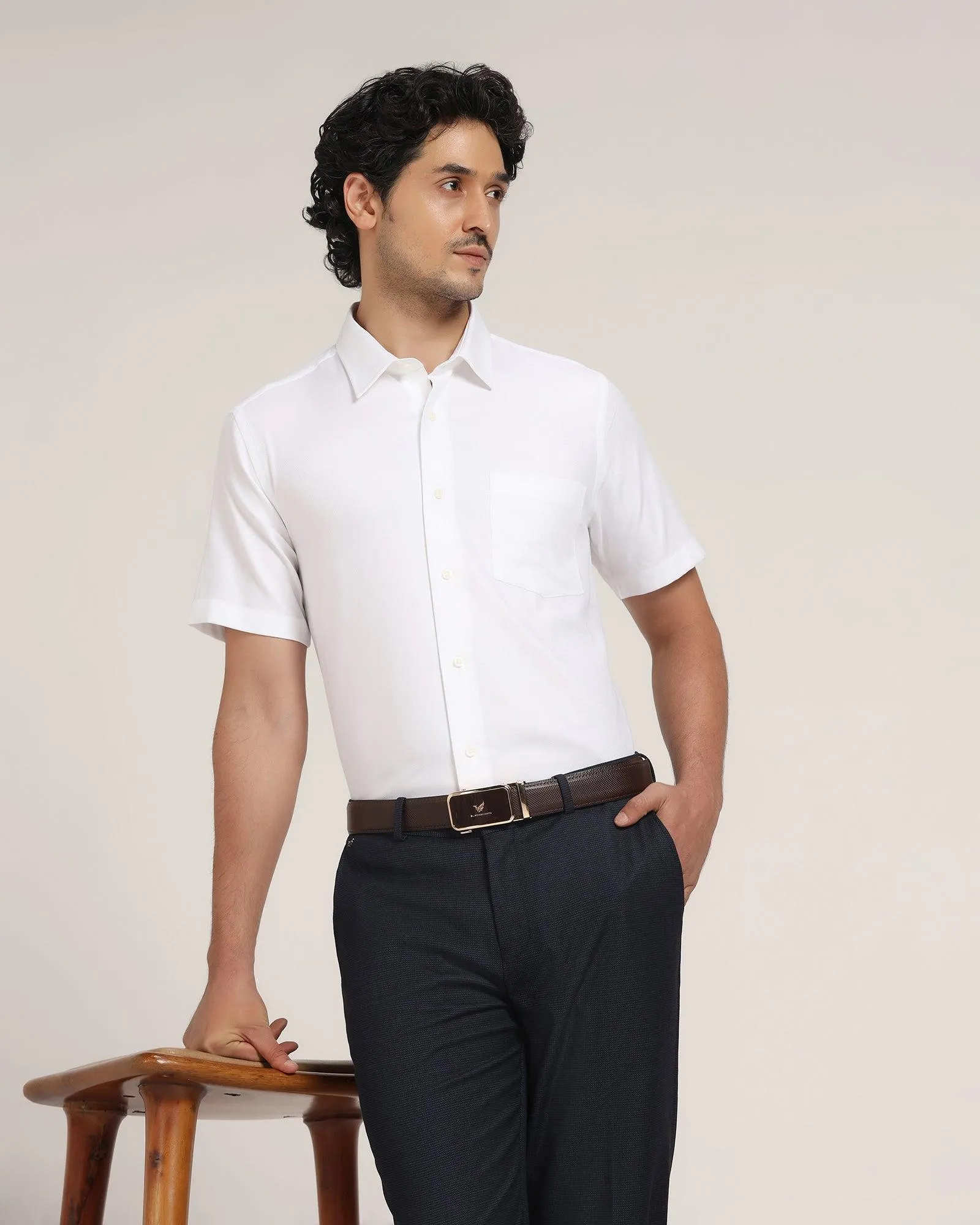 Formal Half Sleeve White Solid Shirt - Beetle