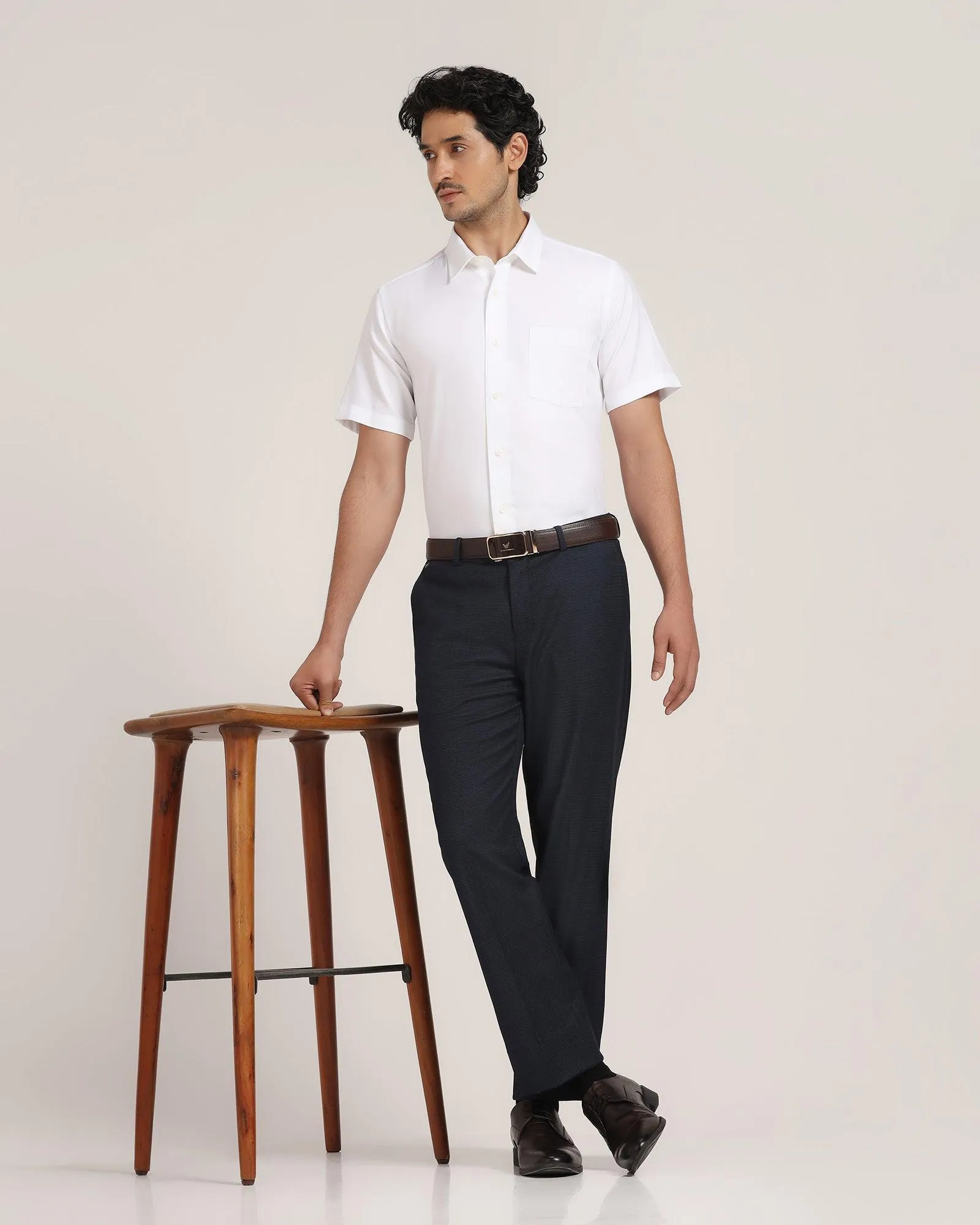 Formal Half Sleeve White Solid Shirt - Beetle