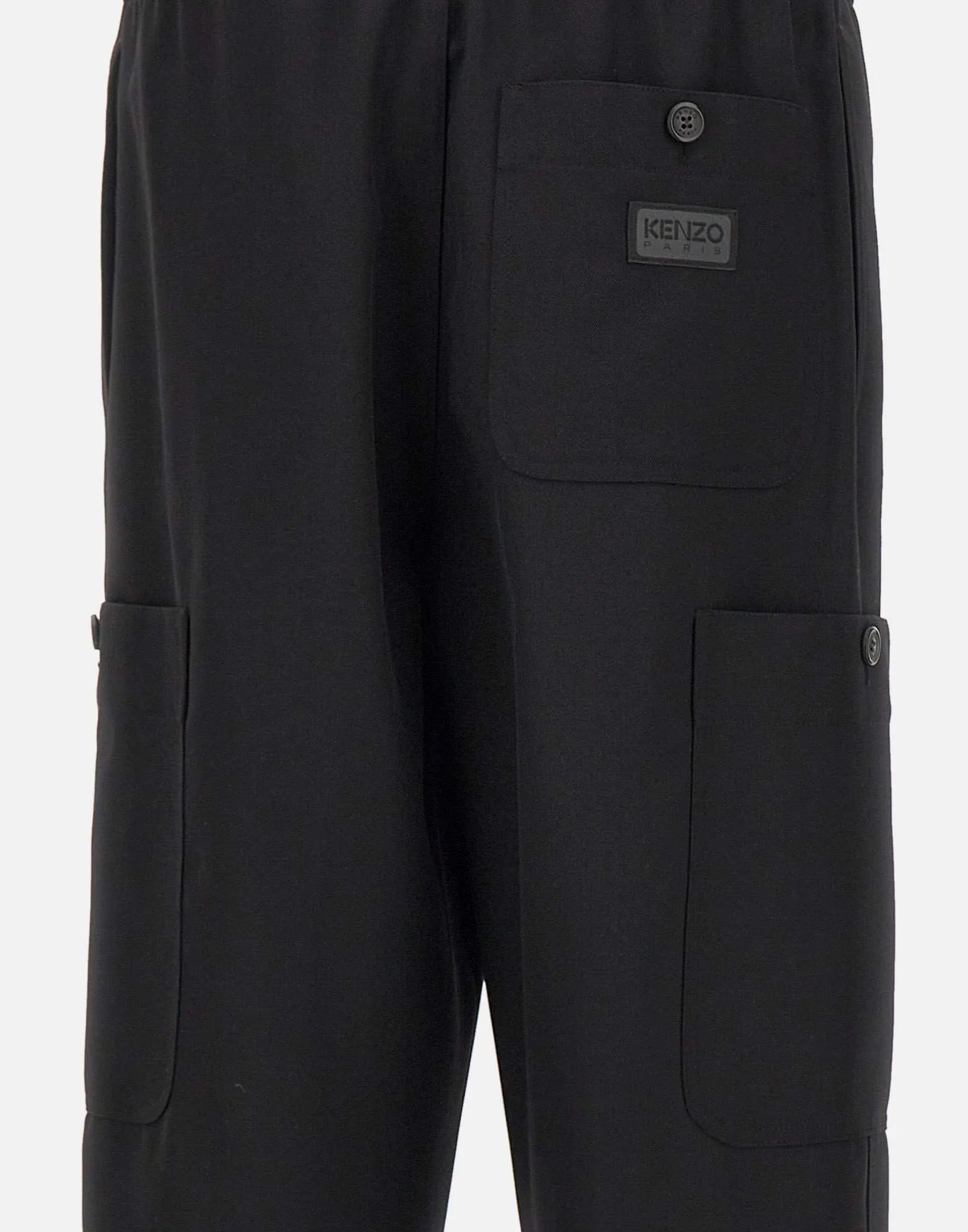 Fresh Wool Cargo Trousers in Black