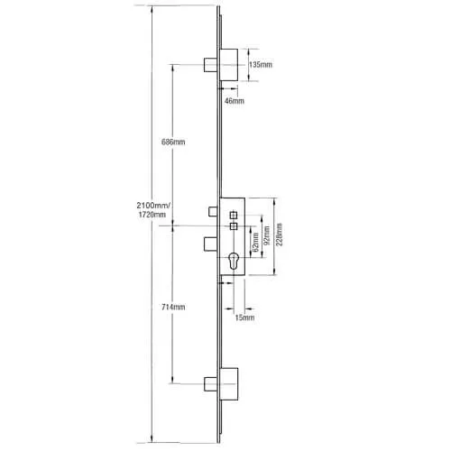 Fullex Crimebeater Latch 3 Deadbolts Double Spindle 35/45/55mm Backset - 20mm Facepalte