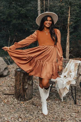 Gather The Courage Shift Dress In Camel