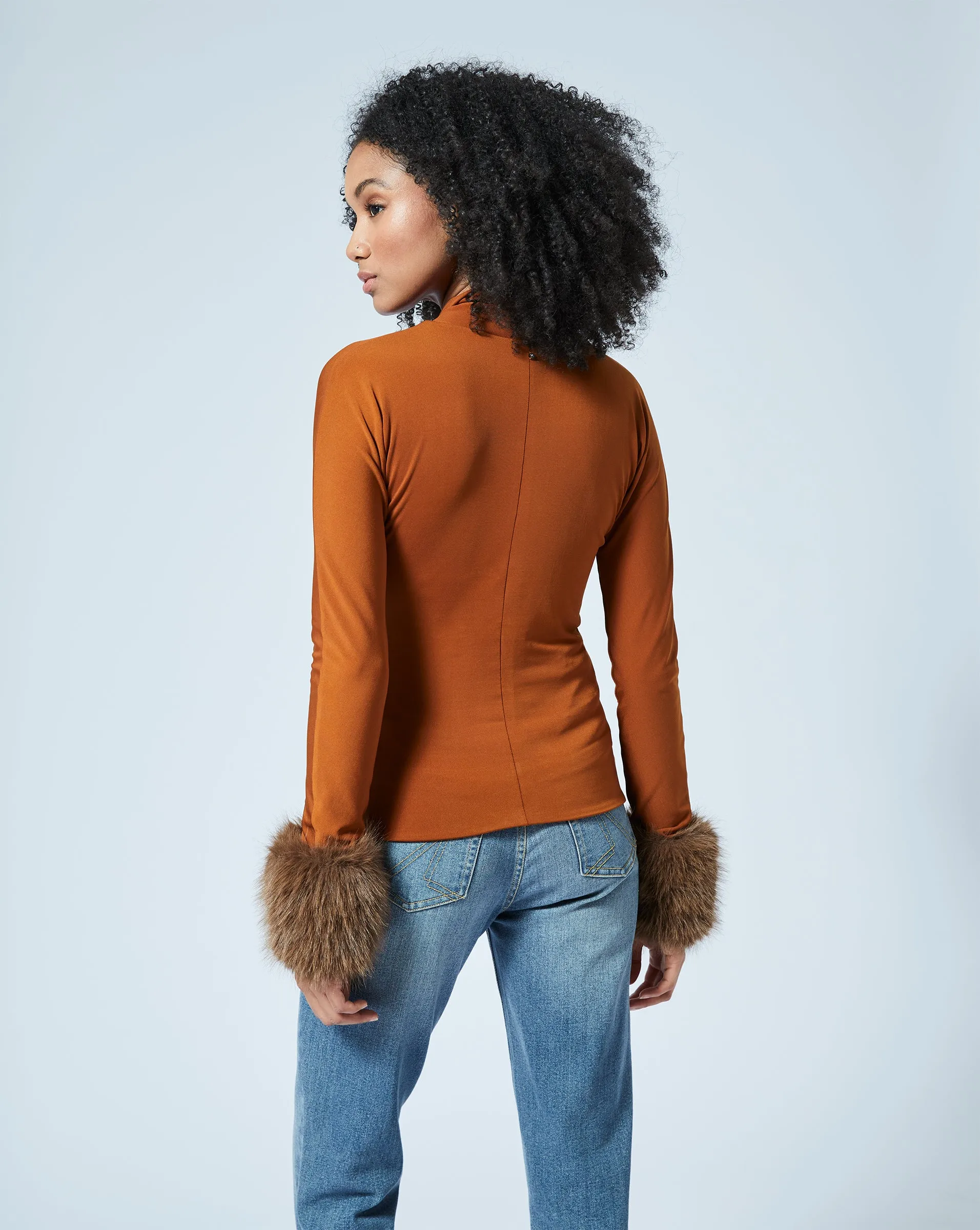 Gigi  Wrap Front Faux Fur Top