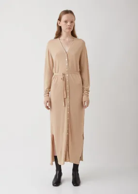 Ginger Beige Viscose-Linen Cardigan Dress