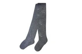 Girl's Cotton Tights - Diamonds Snowflake - Grey