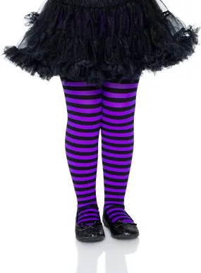 Girl's Stripe Tights Black / Purple