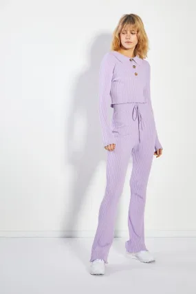 Glamorous Lilac Marl Rib High Waisted Trousers