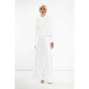 Glamorous Modest Off White Sateen Trousers