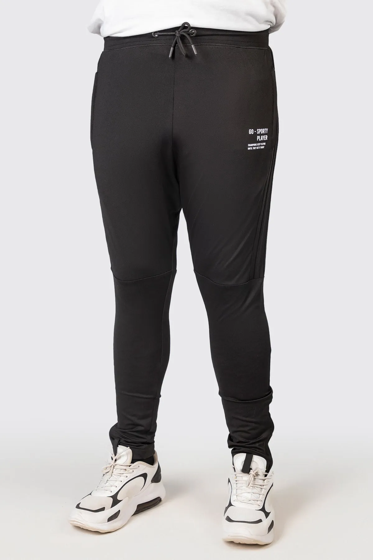 Go-Sporty Black Polyester Trousers (Plus Size) - W23 - MTR099P