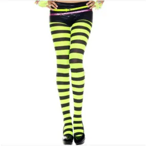 Green and black striped tights